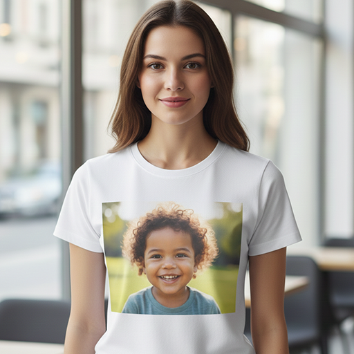 Women’s Round Neck White T-Shirt – Premium Soft Fabric | Custom Photo / Text Print | Comfortable Daily Wear Tee (XXL)