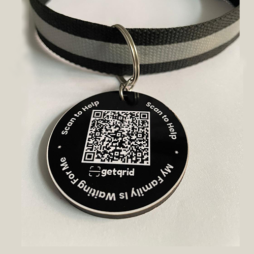 Pet Smart QR Tag With Collar (Pack of 1) (Black)